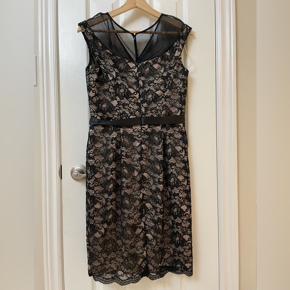 Classic Silhouette Lace Overlay Bodycon Dress - Picture 2 of 9